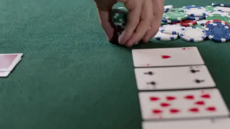 Tracking Close Up Approaching Community Cards as Poker Player Goes All In