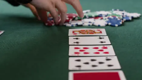 Tracking Close Up Approaching Pot as a Poker Player Goes All In