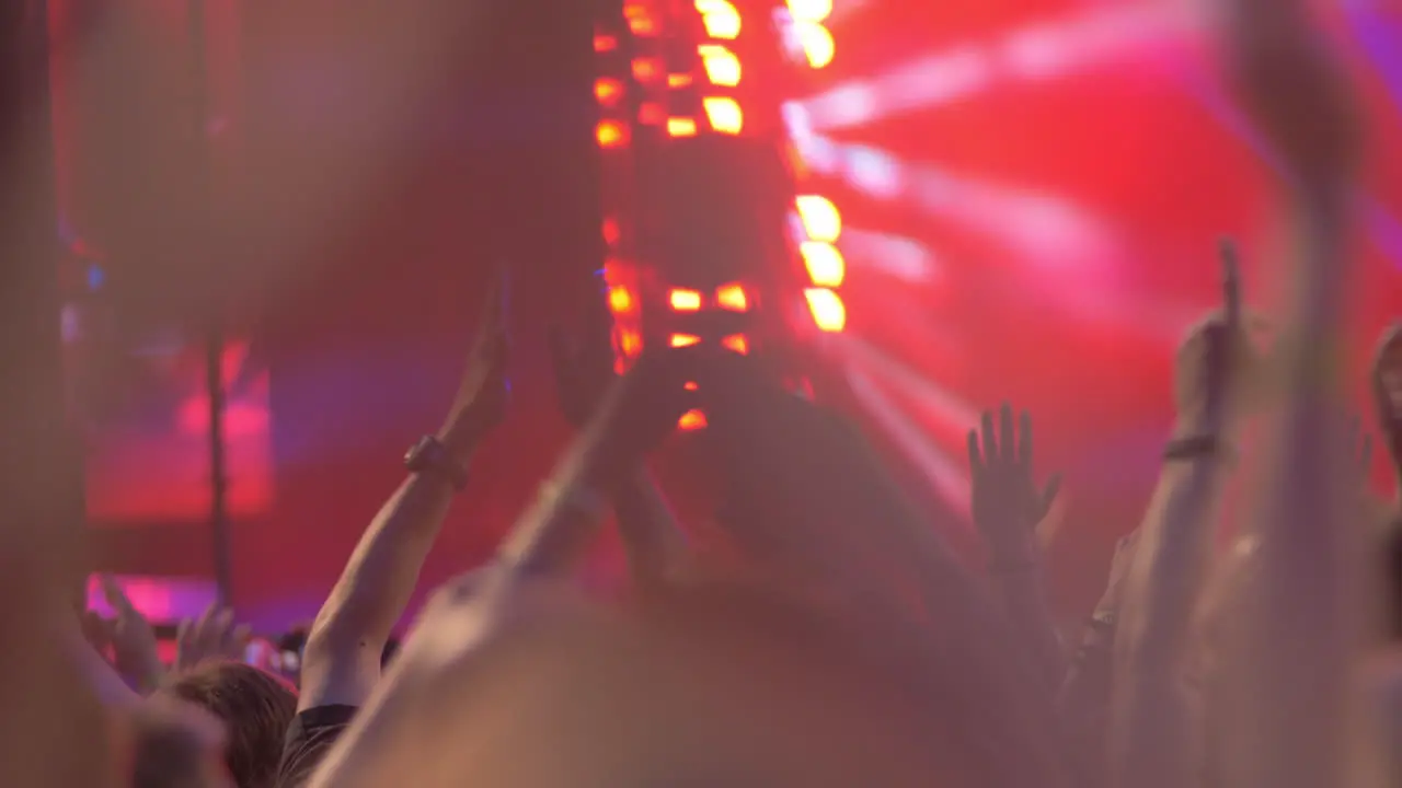 People applauding to the singer performing at music festival