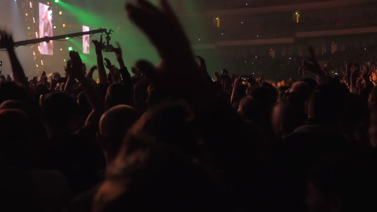 Excited audience dancing at the concert