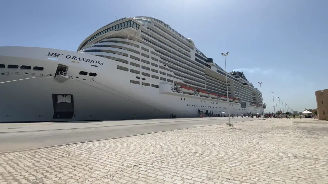 Magnificent view of the MSC Grandiosa cruise ship docking at Port of La Goulette Tunis Tunisia