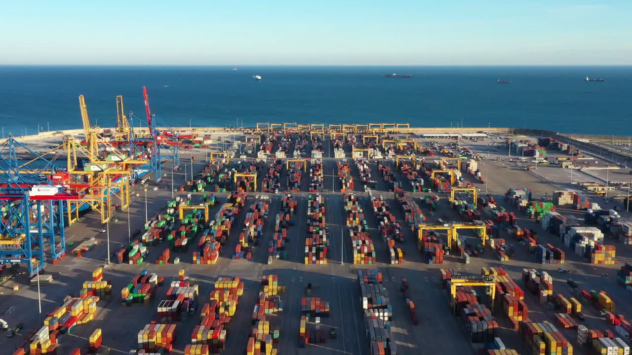 largest docking port of Spain Valencia containers and goods on the quay cranes