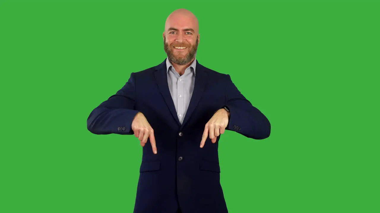 Pointing down on a green screen