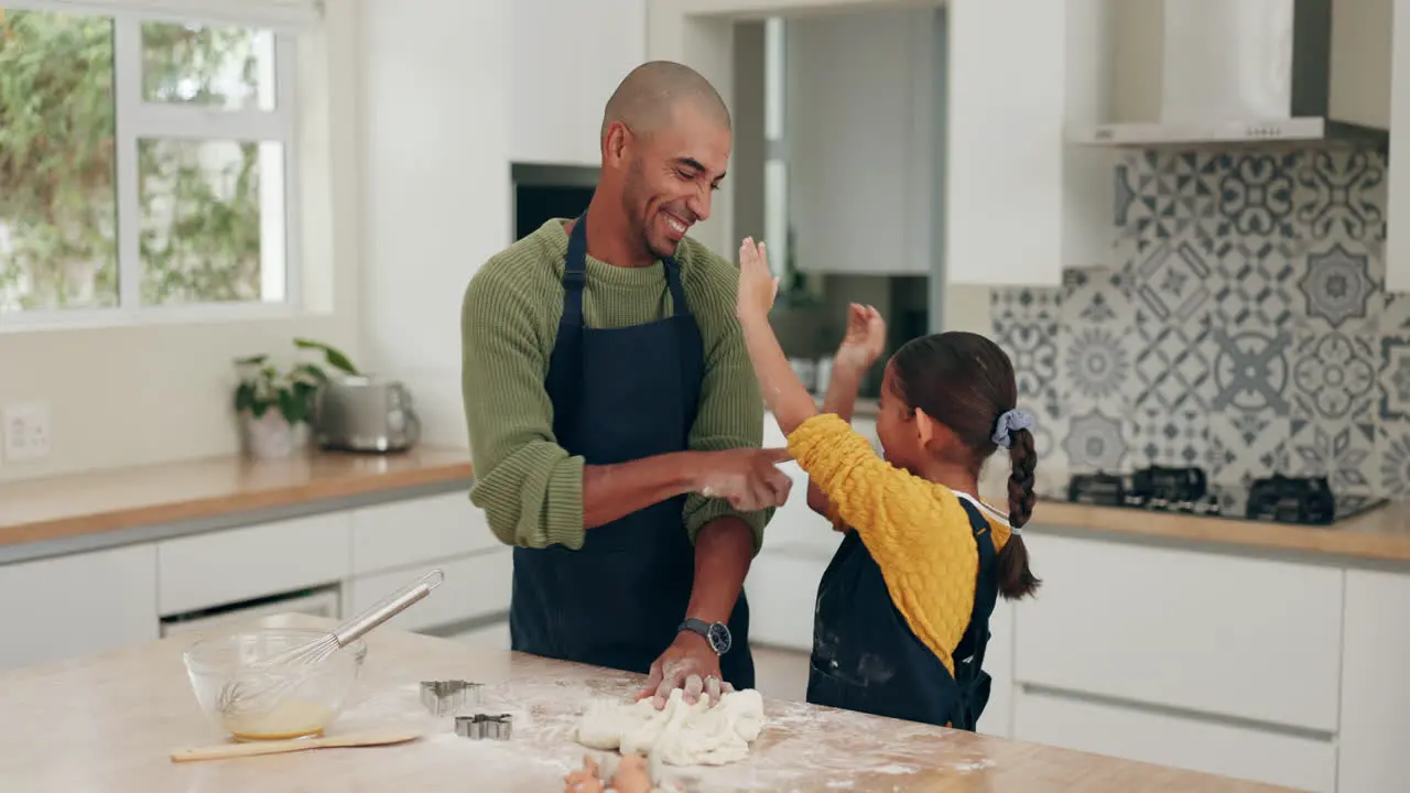 Dad girl and cooking with flour