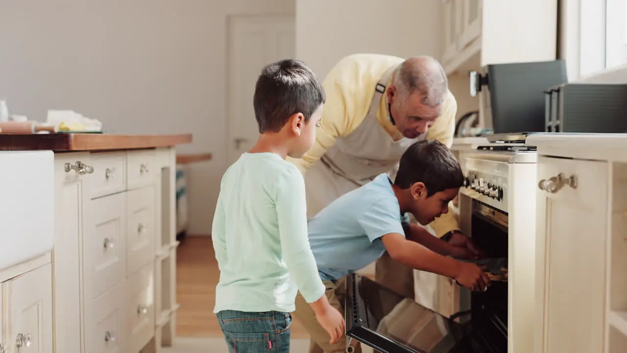 Oven kitchen and senior man