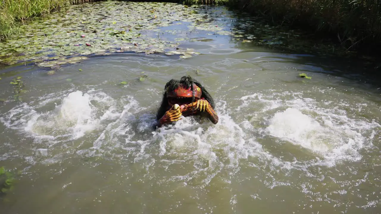 Kappa Monster Emerges from Water at Tsujikawayama Park Japanese Folklore