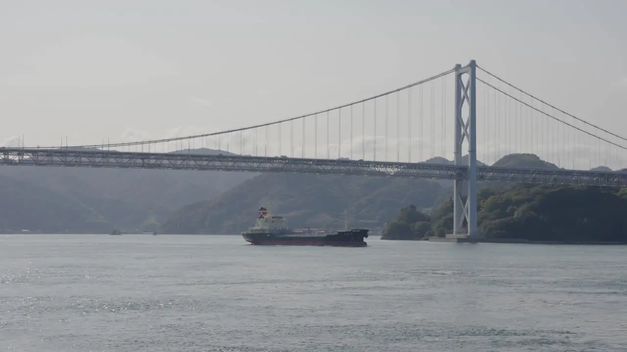 Innoshima Bridge in Hiroshima along the Shimanami Kaido Slow Motion Shot