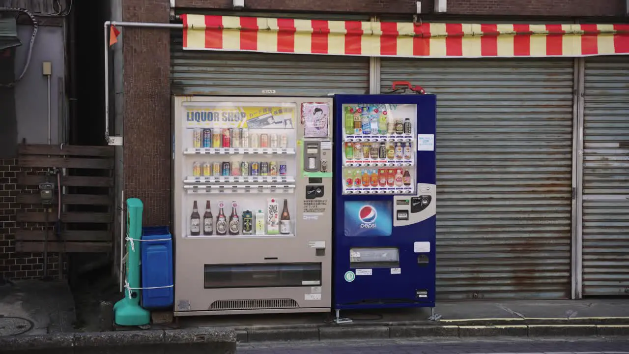 Japanese Alcohol Vending Machines on the Street in Neighborhood