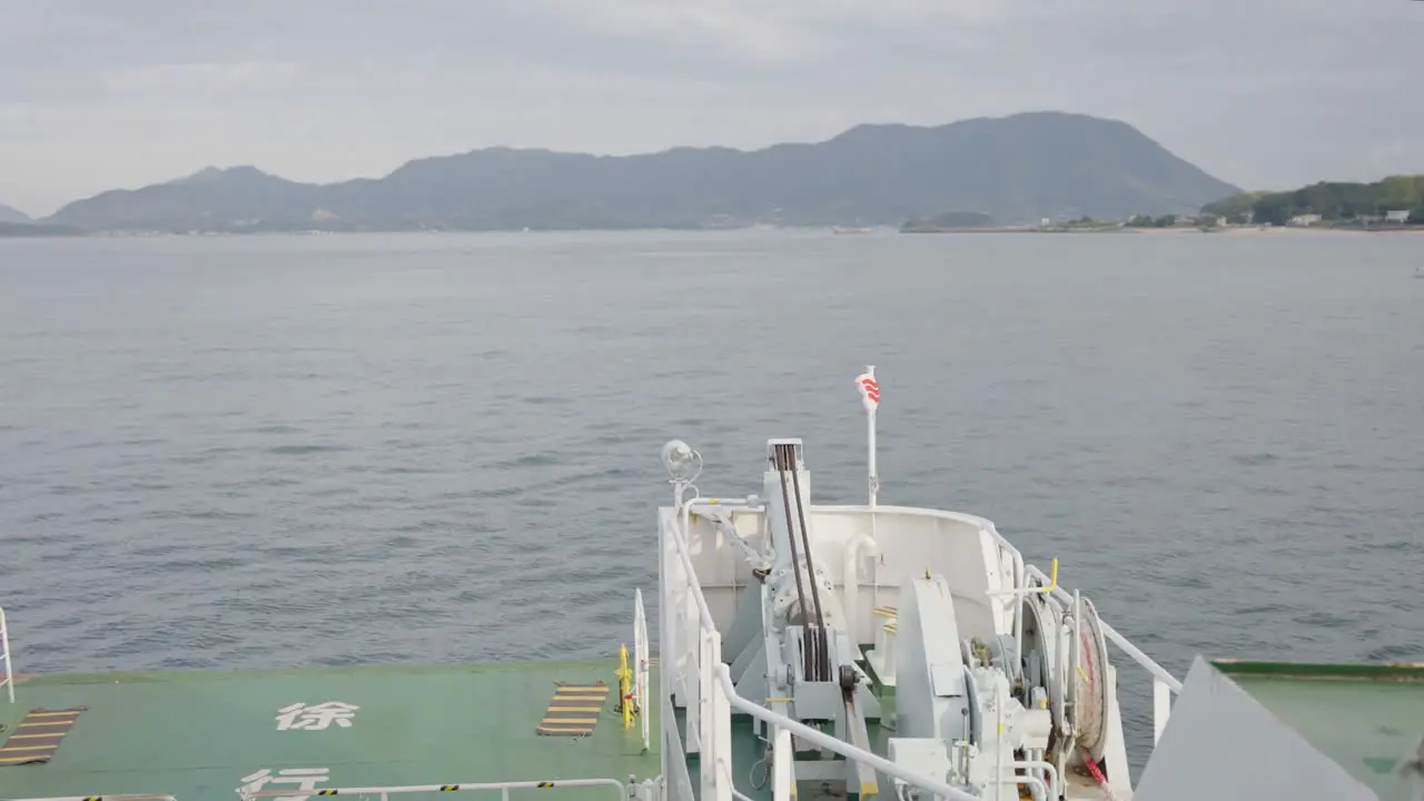 Setouchi inland sea of Japan Ferry traveling ocean on windy day