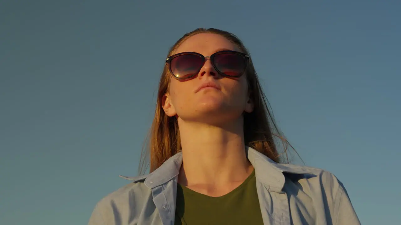 Young Woman staring fashion sunglasses