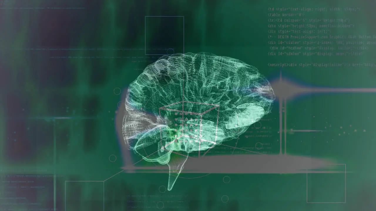 Animation of brain rotating over green background