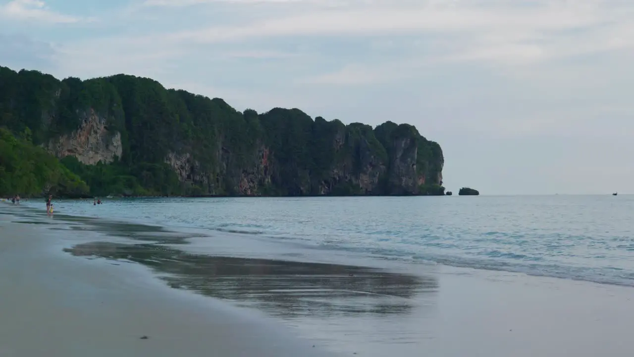 4K Cinematic landscape footage of the beautiful beach of Ao Nang in Krabi in the south of Thailand during sunset