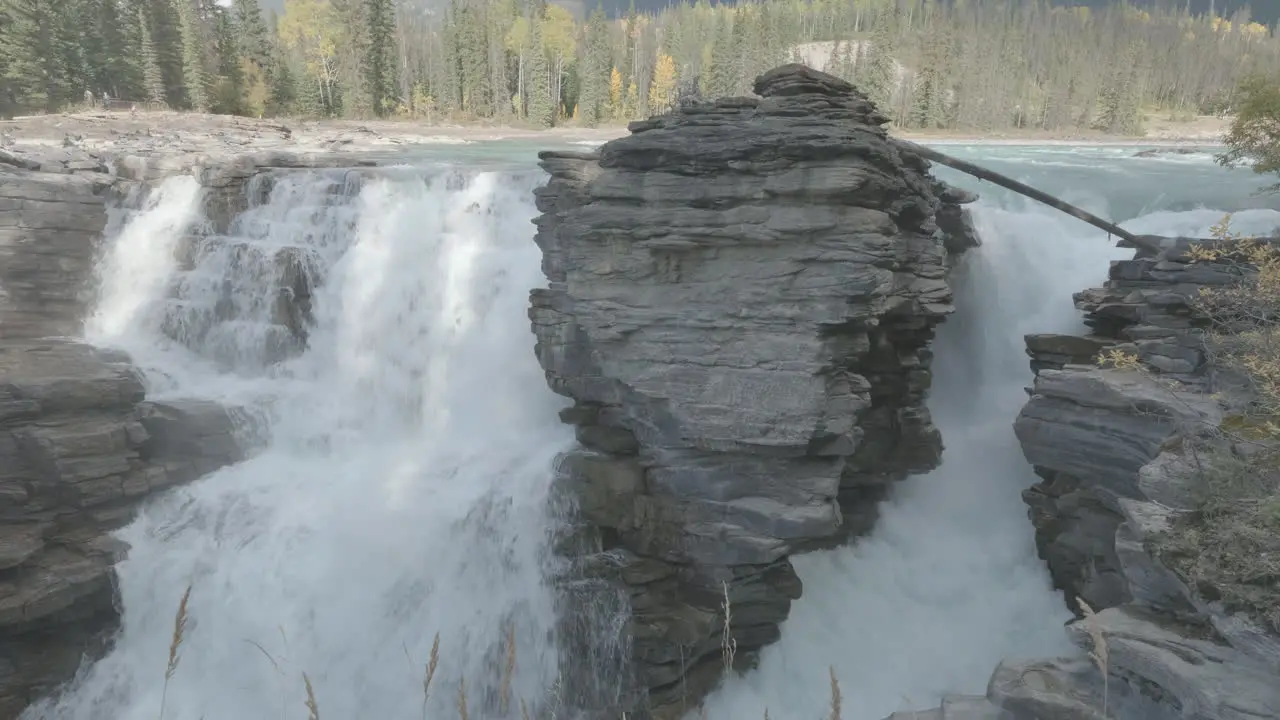 Breathtaking waterfall cascading through rocky landscape in a natural forest environment