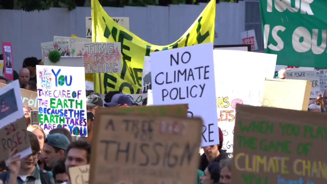 Protestors with posters in street during Global Climate Change March