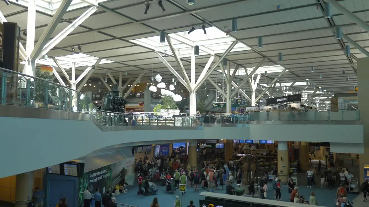 Bustling Airport Terminal with Tourists and Travelers Vancouver BC