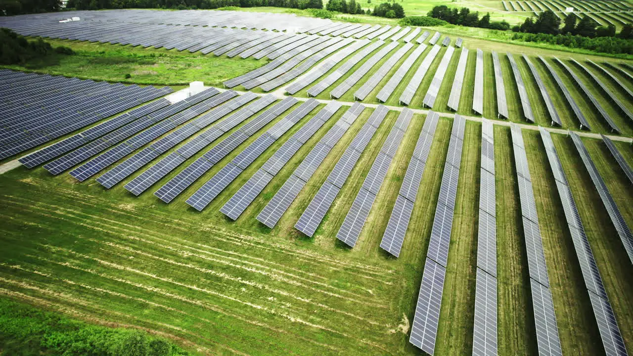 Aerial footage of a large solar array