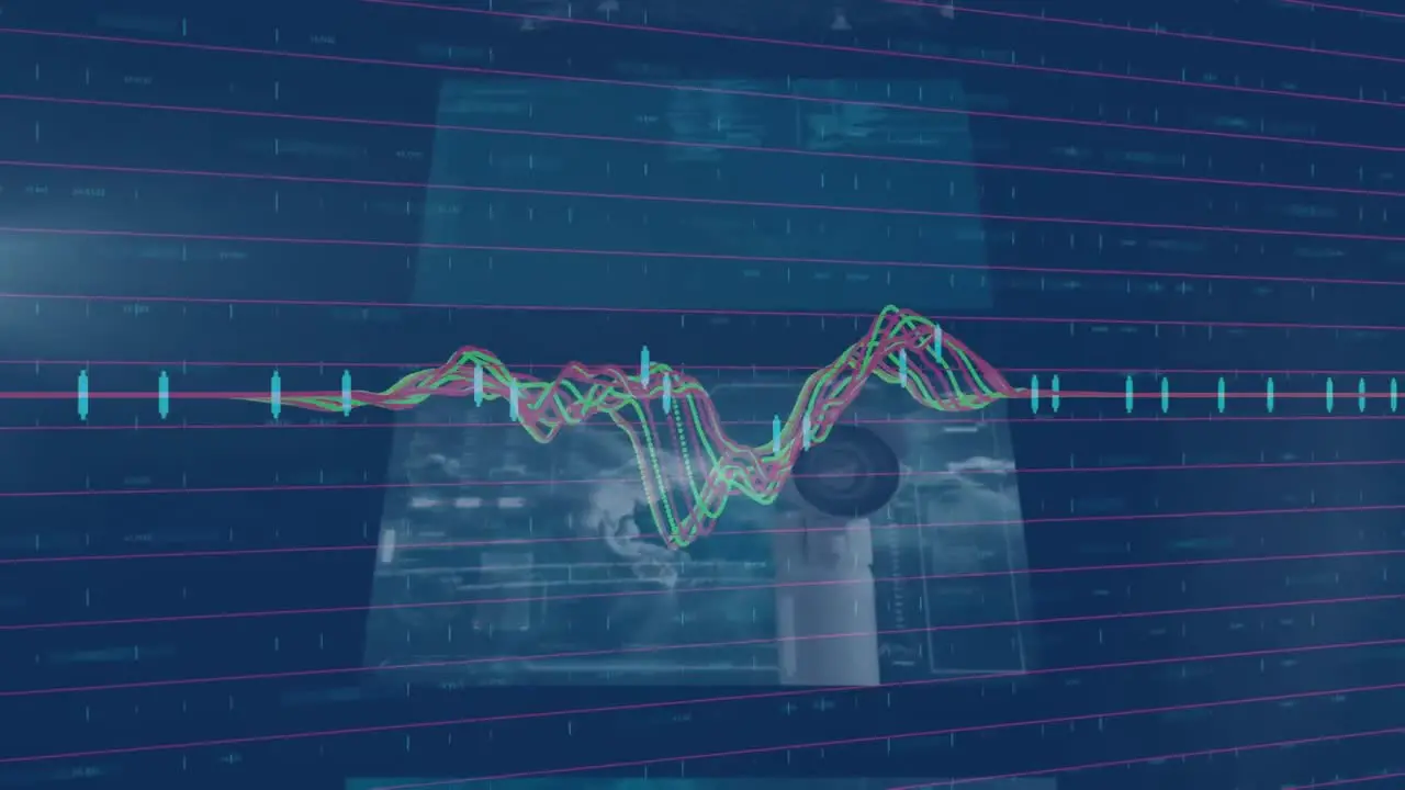 Animation of financial data processing over digital screens