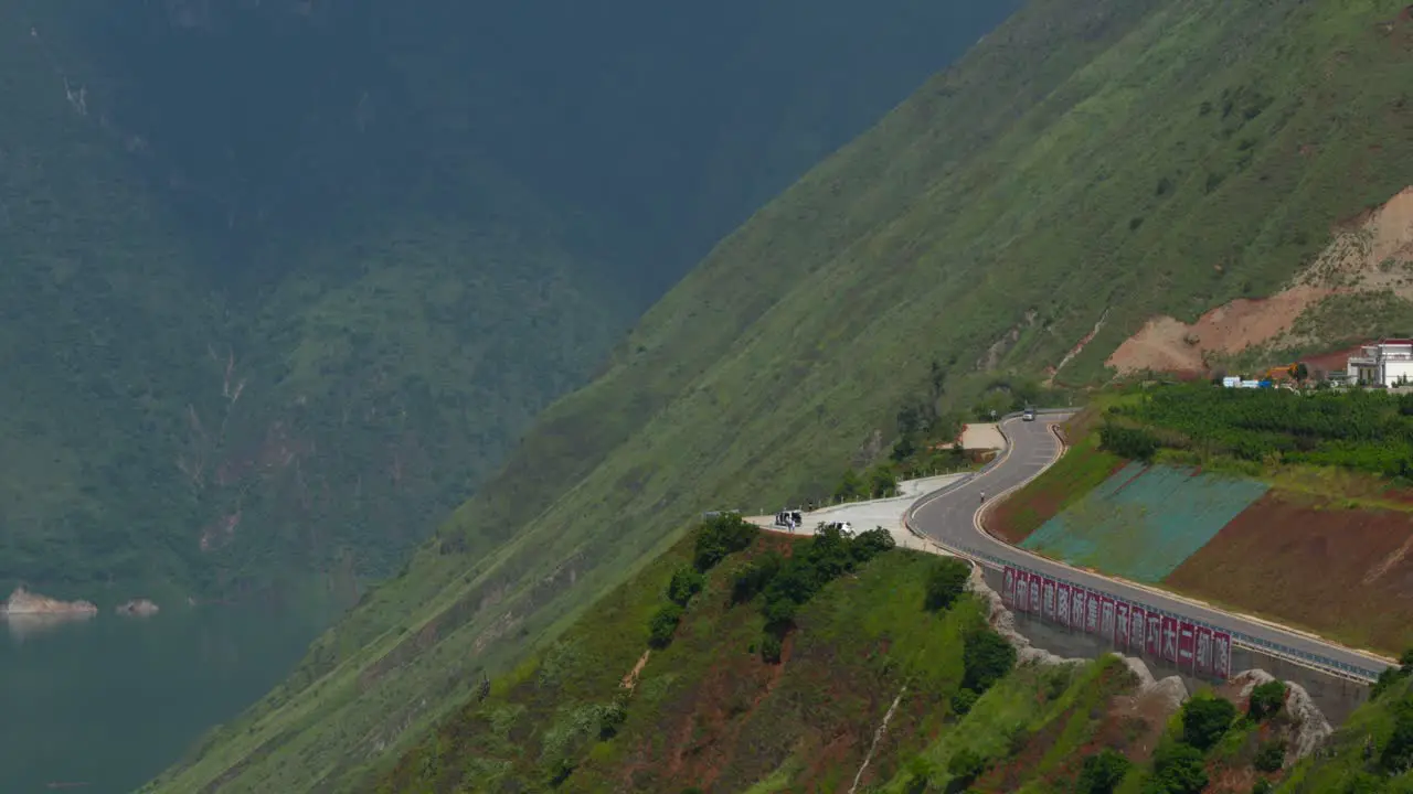 Drone footage of Chinese Yunnan mountain rural village scenery