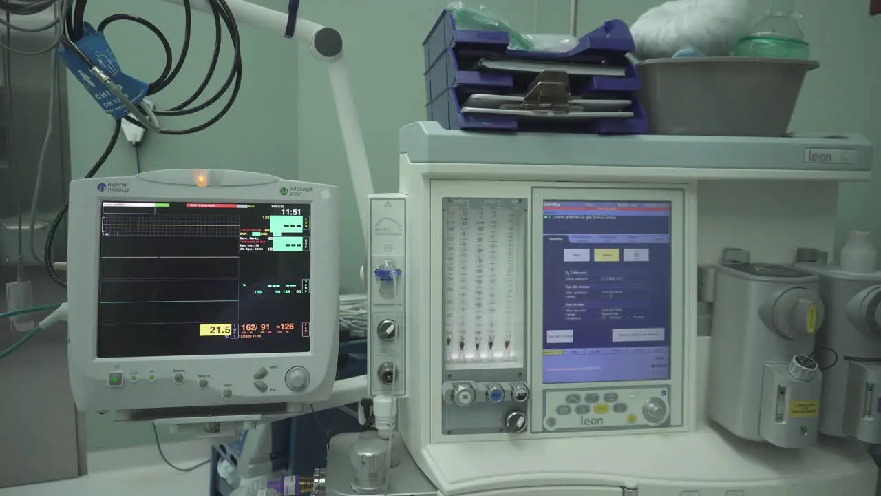 Modern mechanical ventilation anaesthesia machine inside operating room