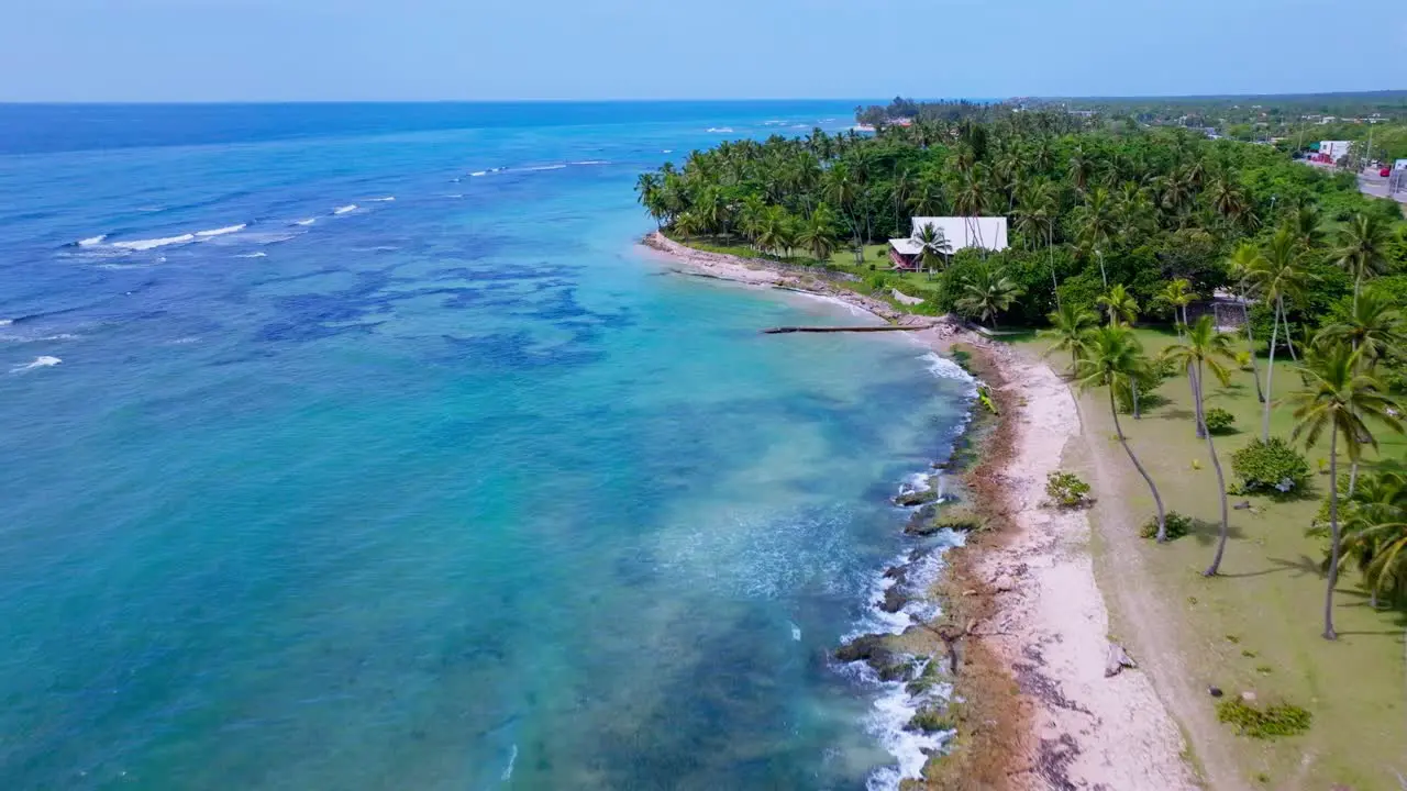 Aerial shot of beautiful beach Guayacanes of the Dominican Republic