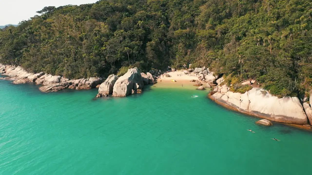 Sunny brazilian secret paradise beach aerial view located in Santa Catarina Brazil