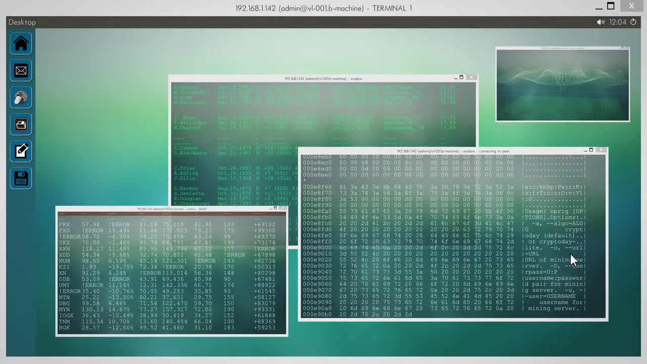 Loopable Fullscreen Desktop with Windows PC Linux Windows with Code and Graphs