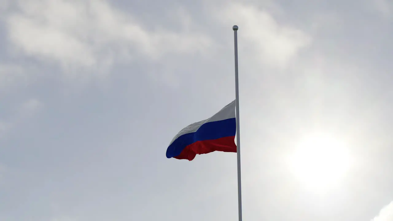 Flag of Russia half mast in the wind