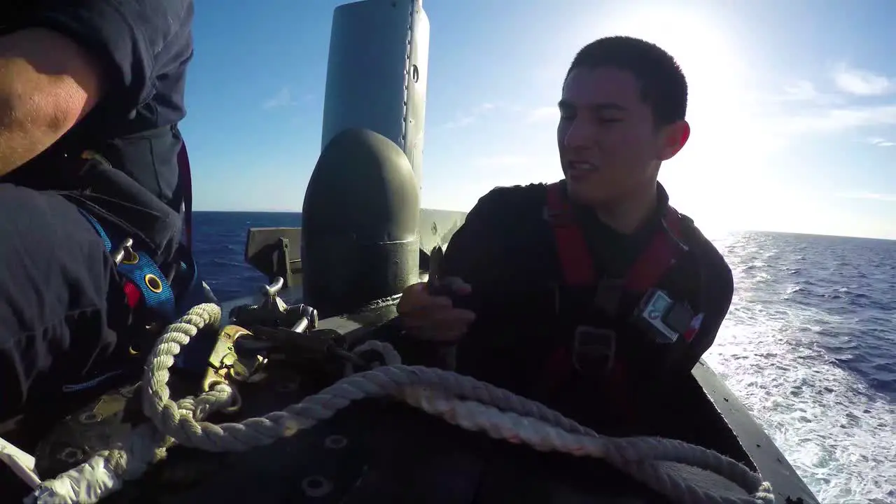 Navy Sailors Inspect And Maintain The Uss Texas A Nuclear Submarine At Sea 8