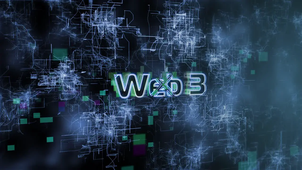 Web 3 Concept Text Reveal Animation with Digital Abstract Background 3D Rendering for Blockchain Metaverse Cryptocurrency