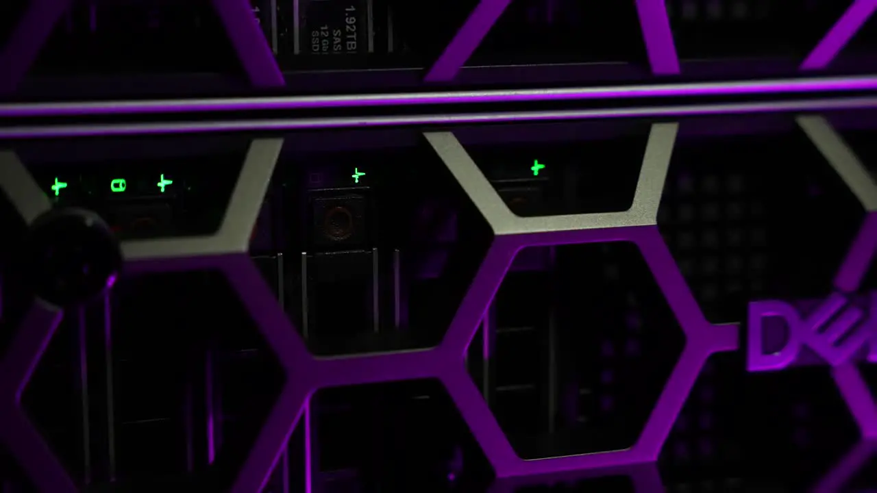 Storage Dell EMC cloud server disk drives Locked close up shot