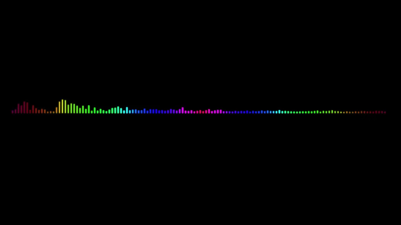 Audio spectrum colorful single side glowing waveform animation a sound waveform with alpha channel