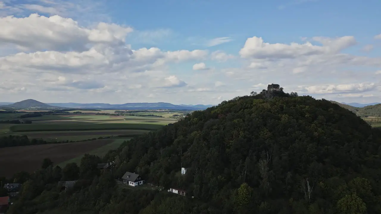 Aerial view of the medieval ruins of the Old Bernstein Castle