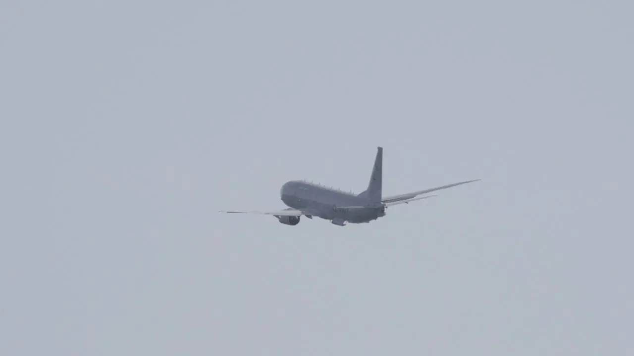 Zoom Shot of P-8 Poseidon Flying in Slow Motion