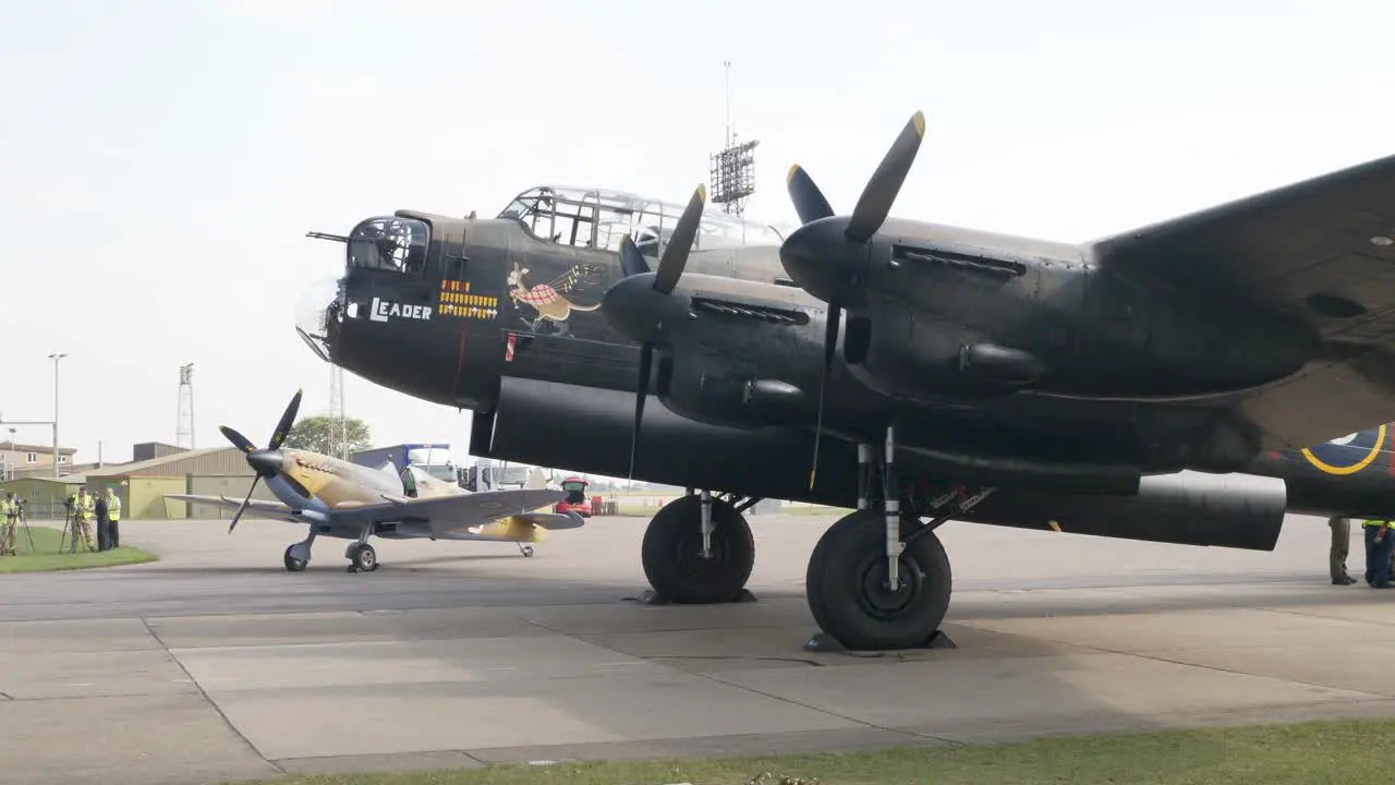 Avro Lancaster On Display at Airshow With Spitfire in Background