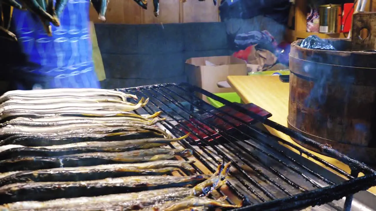 Fried lampreys on a tray