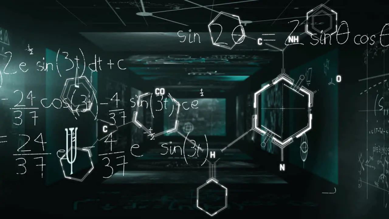 Animation of element diagrams and mathematical equations over large interface screens