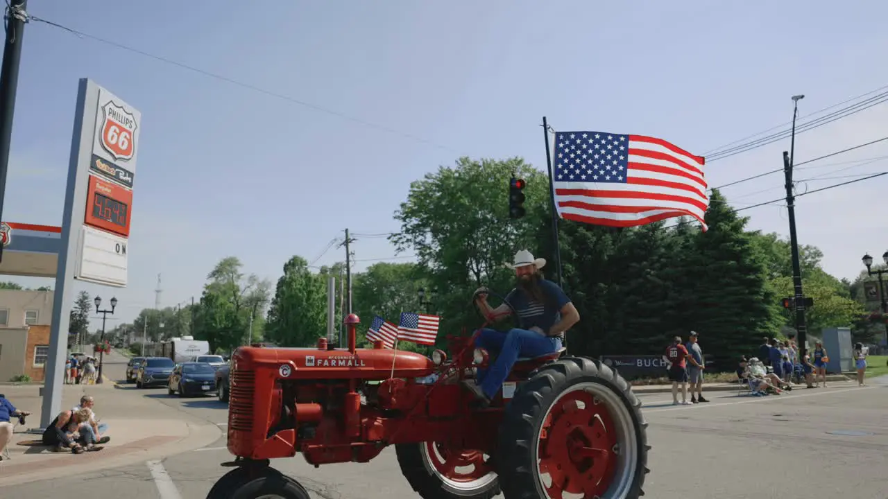 Old Tractor Fourth Of July Parade American Flag Memorial Day