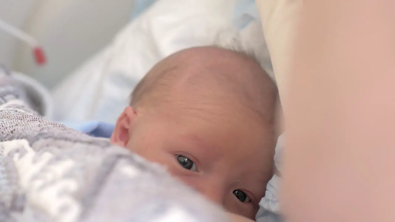 Newborn baby with mother in bed