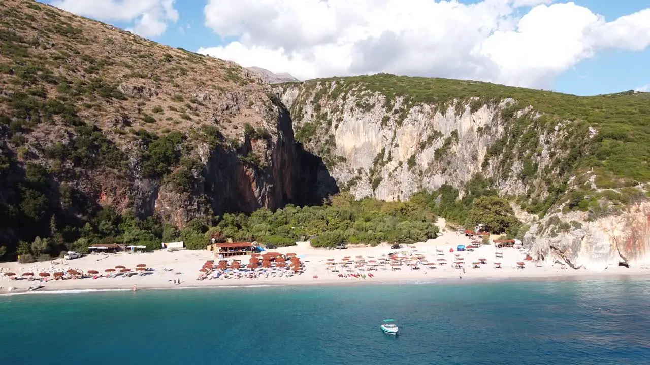 Beautiful Gjipe Beach and Canyon Albania Aerial Reversing