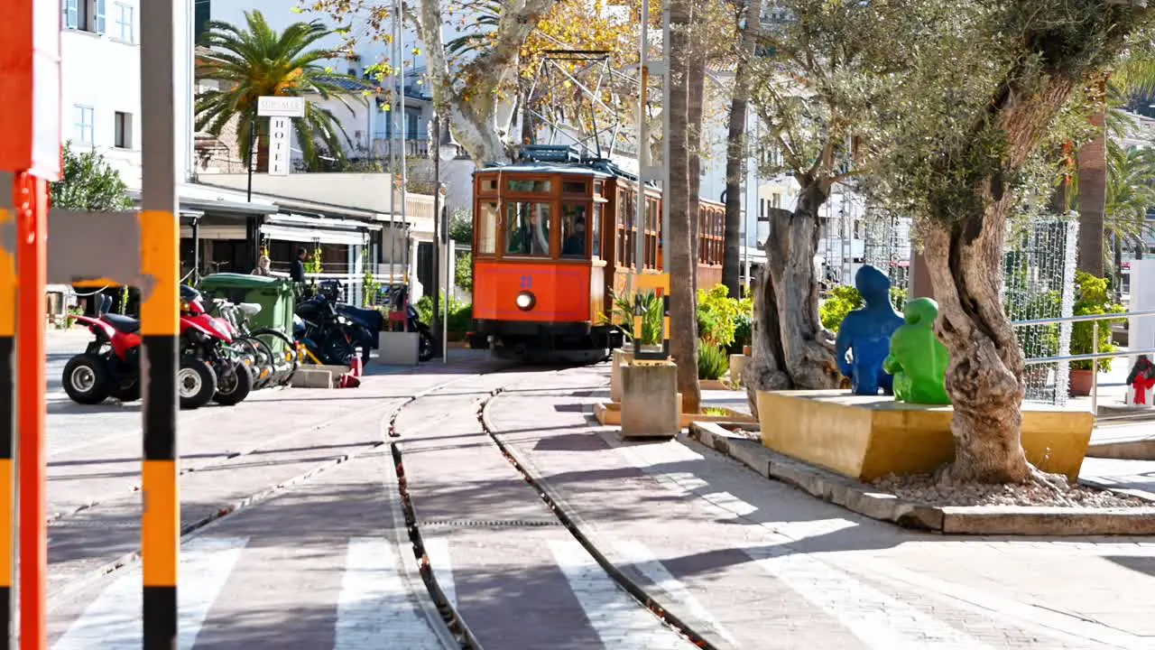 Soller tram arriving at the station