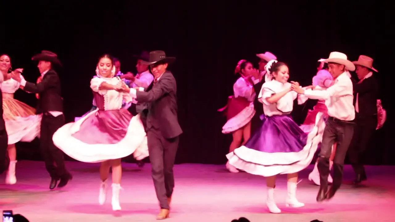 A group of young mexican dancers performing a traditional Polka mexican dance popular in northern Mexico