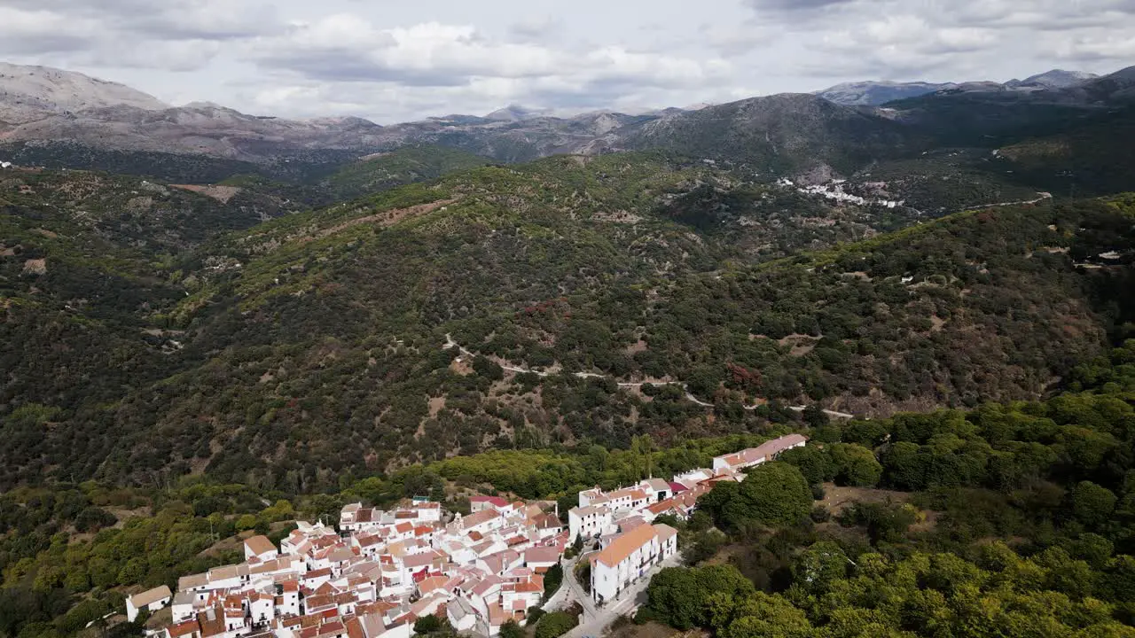 Beautiful mountains and township in Spain aerial panoramic view