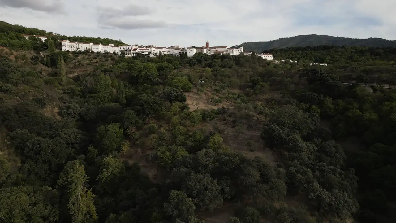 Beautiful township in mountains of Spain aerial view