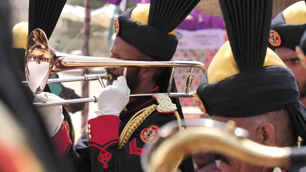 Pakistani Brass Marching Band Members With Trumpet