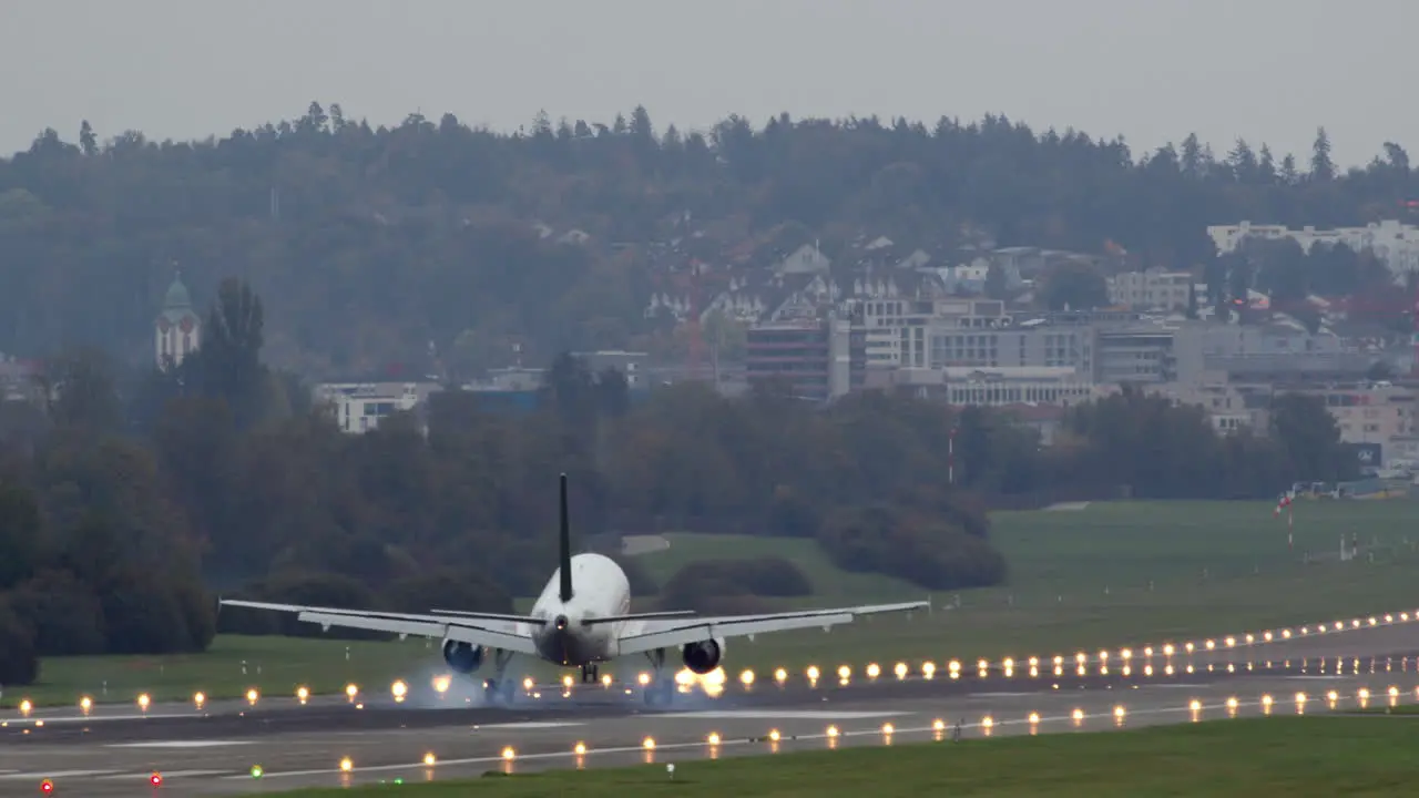 Passenger airplane arrives to the airport