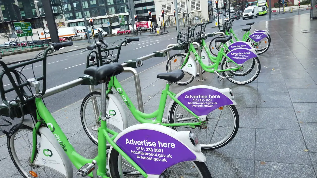 Liverpool City bikes ready for hire city transport the green and fast way