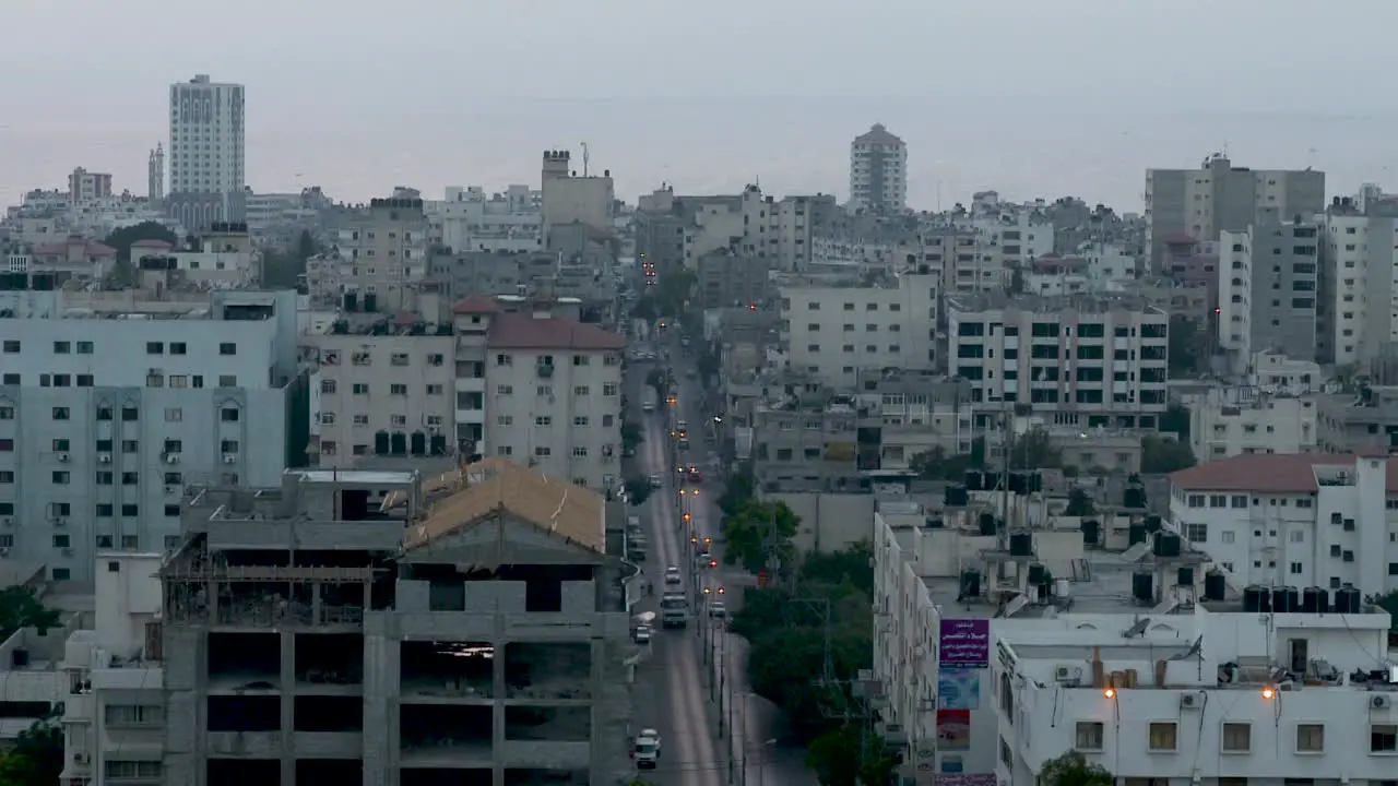 Evening wide shot of Gaza