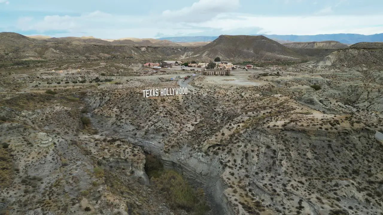 Tabernas Desert Film Set Fort Bravo Texas Hollywood in Almeria Andalusia Spain Aerial