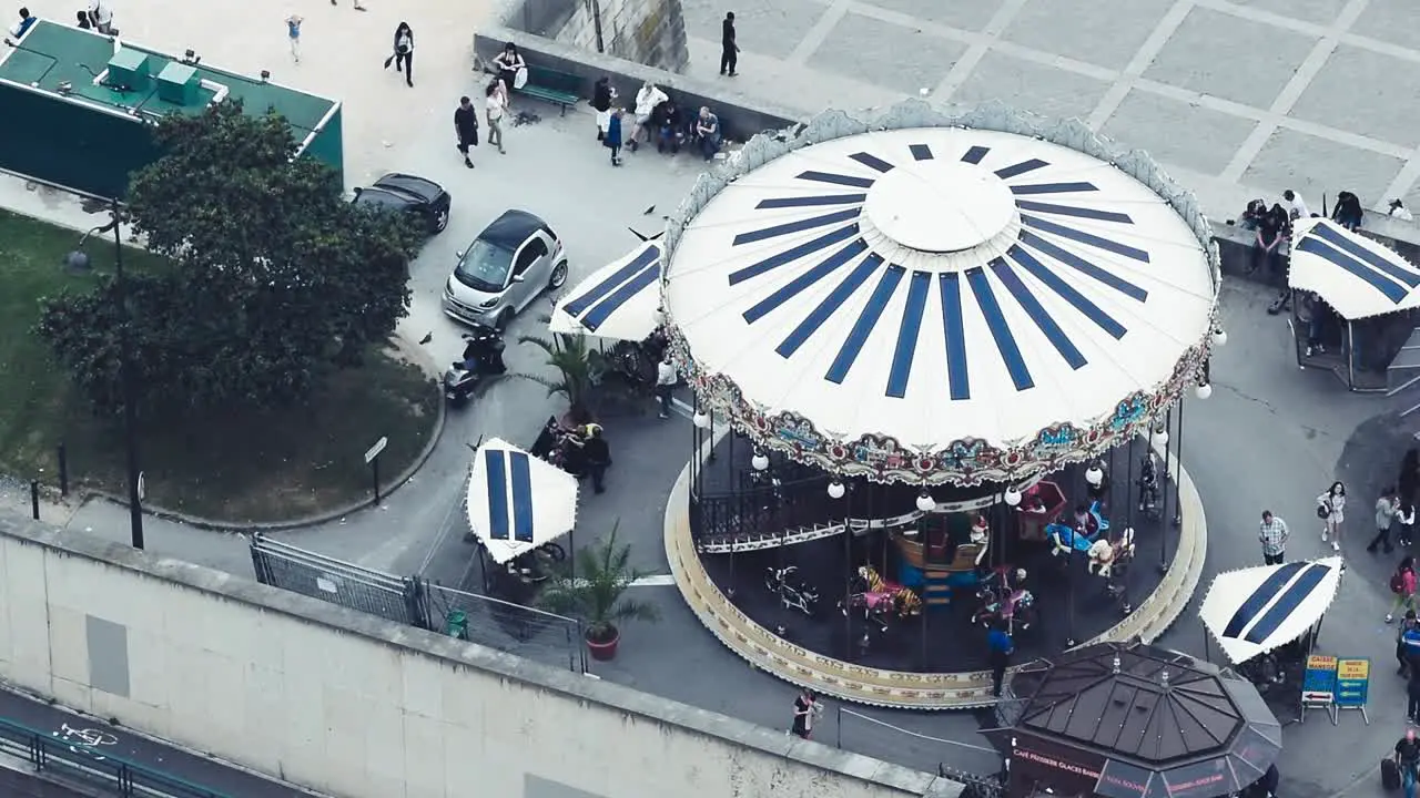 PARIS JULY 2014 Aerial view of famous Merry-Go-Round near Eiffel Tower