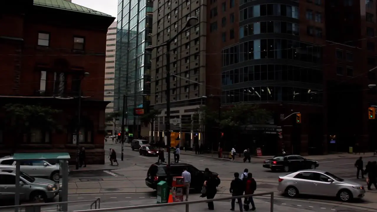 Peope going home after work at the financial district in Toronto Canada